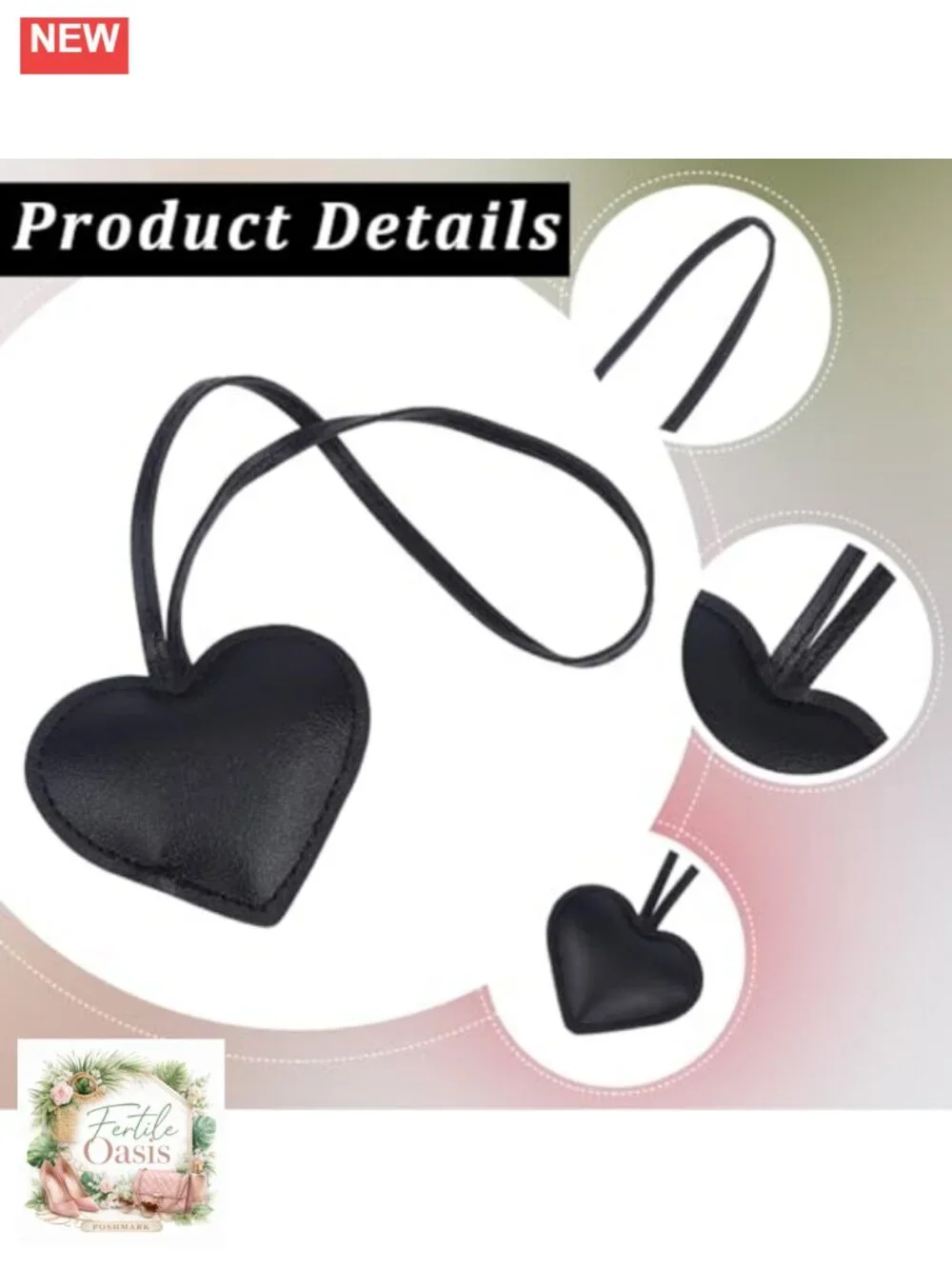 Set of 2 PU Leather Heart Keychain Charms for Women Cute 3D Love Shaped Bag